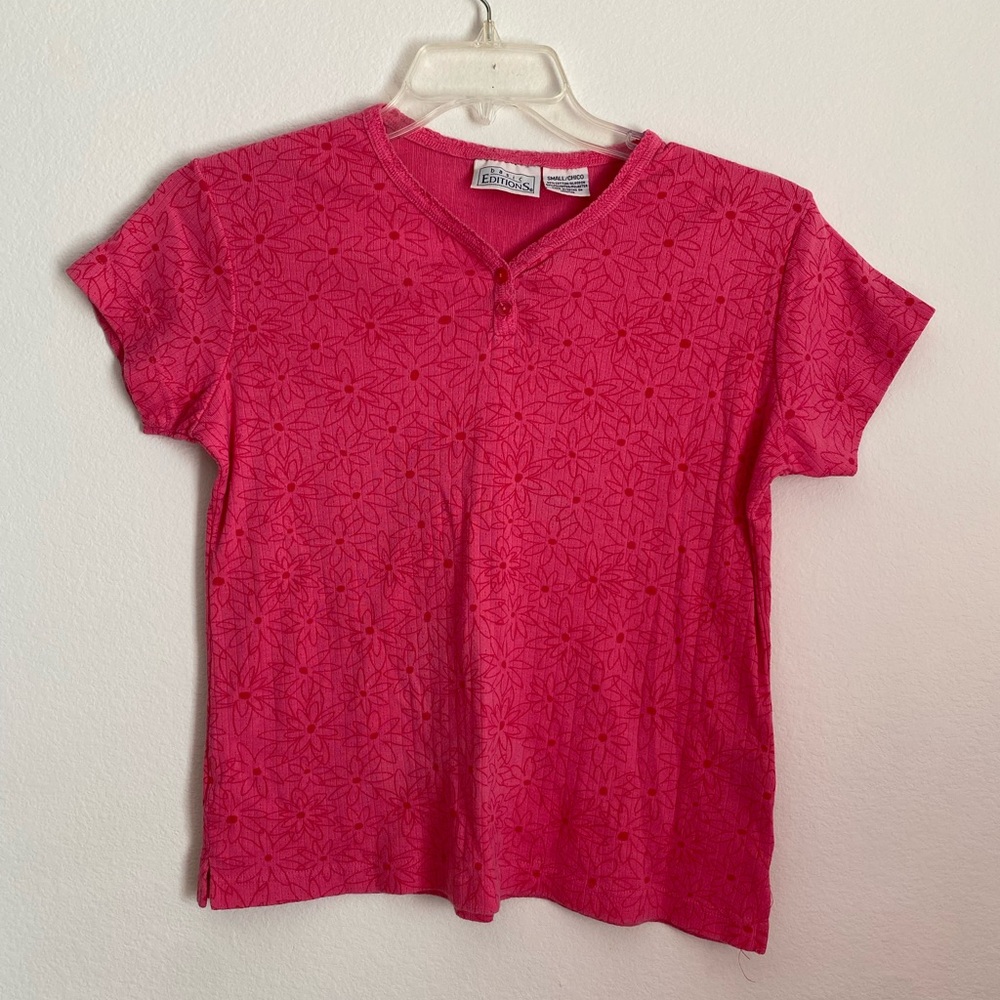 y2k 90s vintage pink floral cotton baby tee